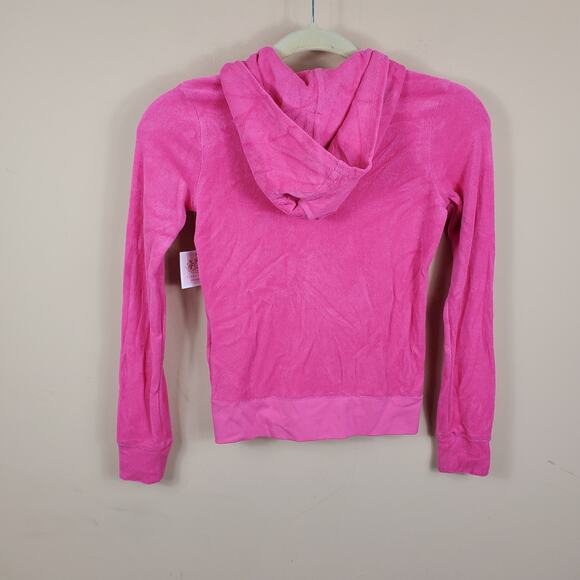 Juicy Couture Shocking Pink MT Robertson Hoodie Girl's Size 10 - Picture 7 of 12